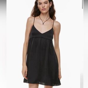 Aritzia wilfred lover satin black noir mini dress